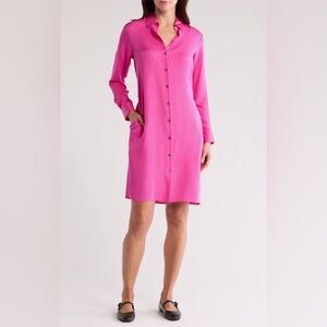 Theory W shirt dress pink carnation, size P, NWT msrp  475